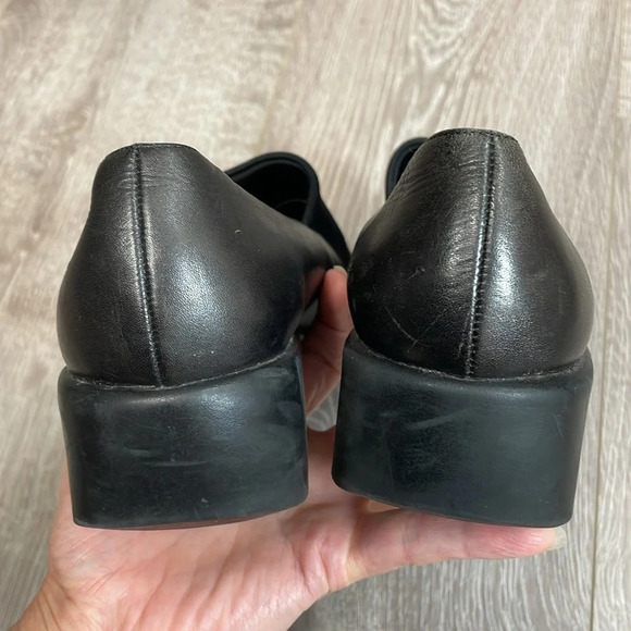 Aerosoles Black Leather Wedge Heel Slip On Loafers 8.5M - Picture 15 of 16